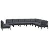 vidaXL 10 Piece Garden Lounge Set with Cushions Black Solid Pinewood