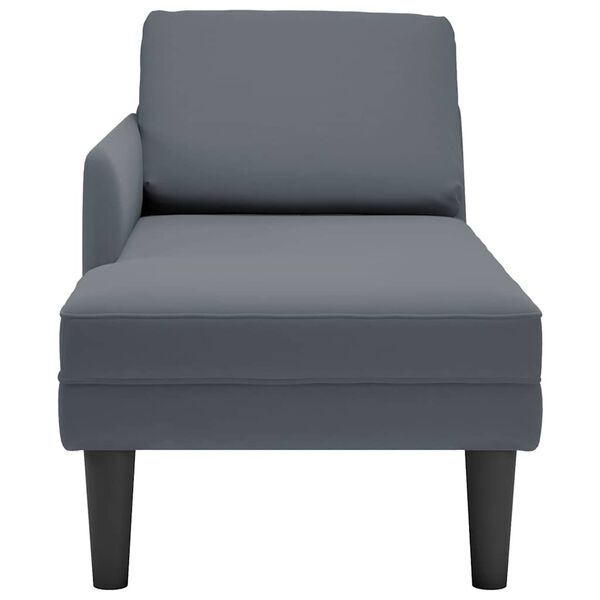 vidaXL Chaise Lounge with Pillow and Right Armrest Dark Grey Velvet
