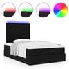 vidaXL Ottoman Bed with Mattress & LEDs Black King Single Fabric