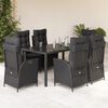 vidaXL 7 Piece Garden Dining Set with Cushions Black Poly Rattan