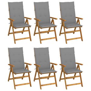 vidaXL Folding Garden Chairs 6 pcs with Cushions Solid Acacia Wood