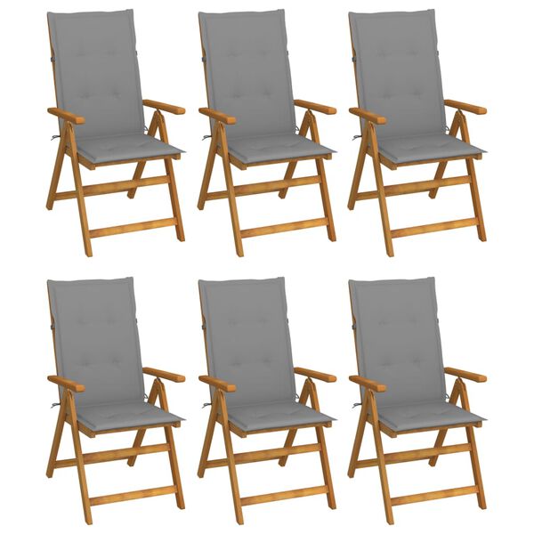 vidaXL Folding Garden Chairs 6 pcs with Cushions Solid Acacia Wood