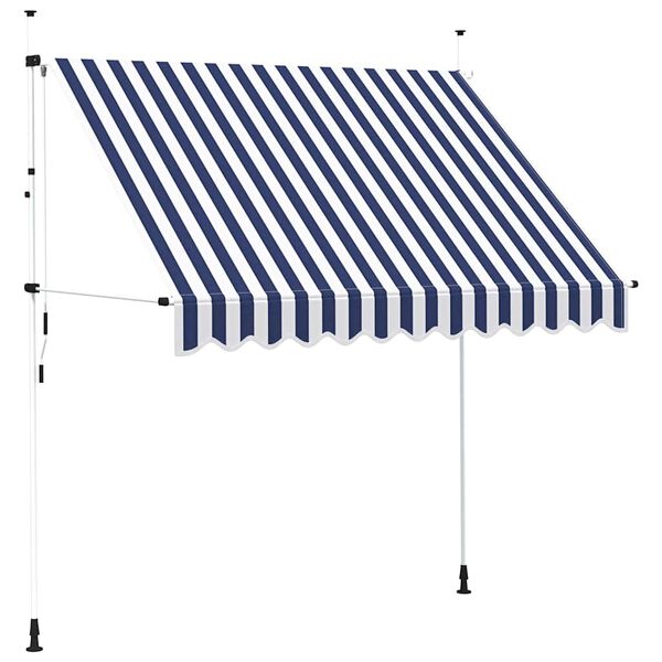 vidaXL Manual Retractable Awning 250 cm Blue and White Stripes