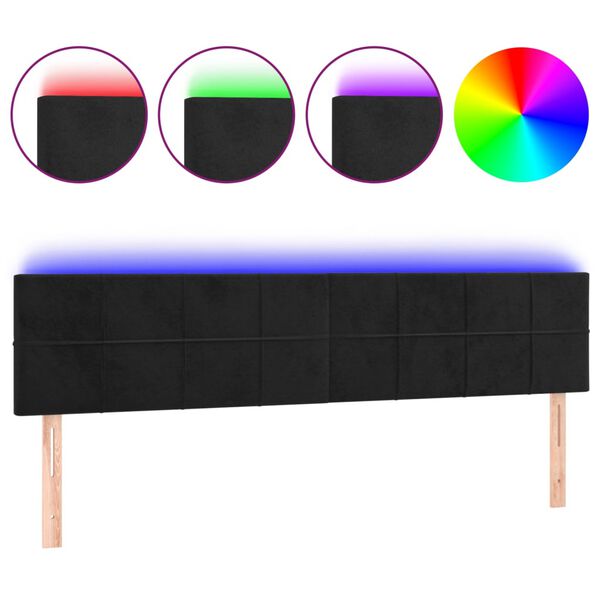 vidaXL LED Headboard Black 160 cm Velvet