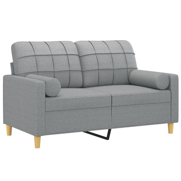 vidaXL 2-Seater Sofa with Throw Pillows Light Grey 120 cm Fabric