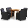vidaXL 5 Piece Garden Dining Set Black