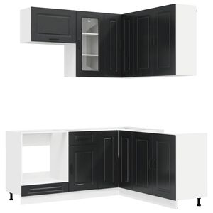vidaXL Kitchen Unit KALMAR 8 pcs Black Engineered Wood