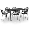 vidaXL 7 Piece Outdoor Dining Set PVC Rattan Black
