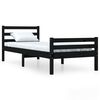 vidaXL Bed Frame without Mattress Black Solid Wood 90x190 cm Single Single