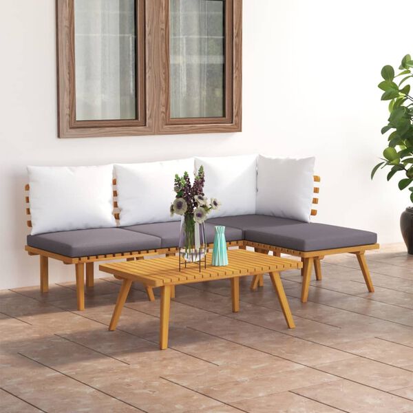 vidaXL 5 Piece Garden Lounge Set with Cushions Solid Wood Acacia