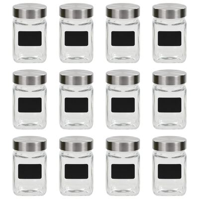 vidaXL Storage Jars with Sticker 12 pcs 300 ml