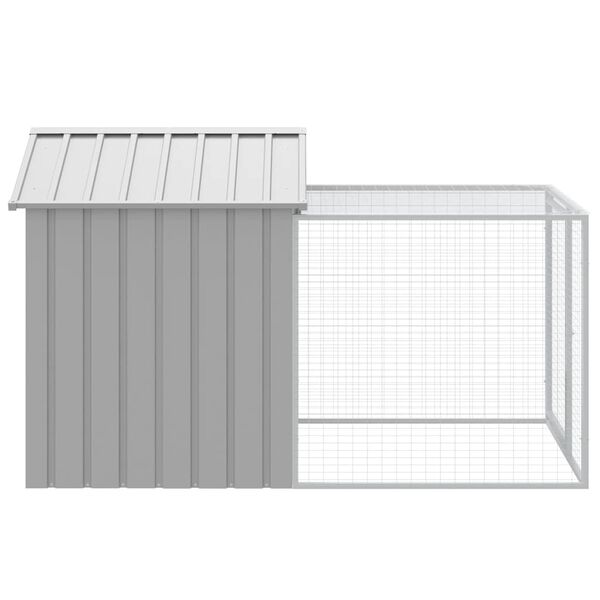 vidaXL Chicken Cage with Run Light Grey 117x201x123 cm Galvanised Steel