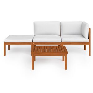 vidaXL 4 Piece Garden Lounge Set with Cushions Cream 63x63 cm