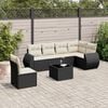 vidaXL 7 Piece Garden Sofa Set with Cushions Black Poly Rattan