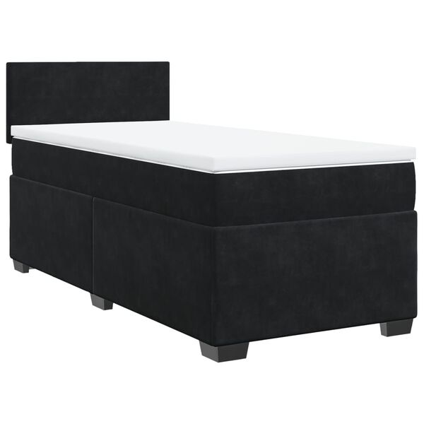 vidaXL Box Spring Bed with Mattress Black King Single Fabric