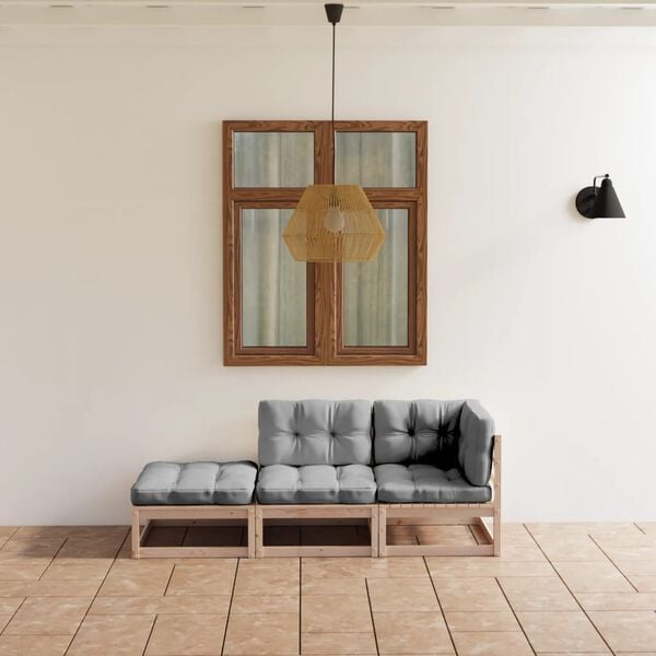 vidaXL 3 Piece Garden Lounge Set with Cushions Solid Pinewood