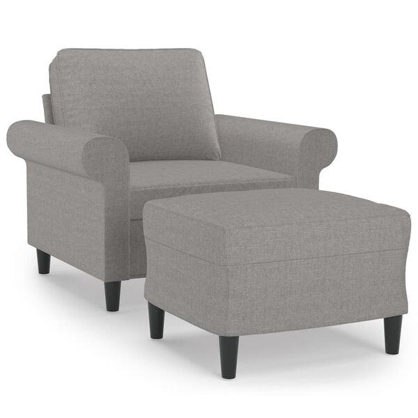 vidaXL Sofa Chair with Footstool Light Grey 60 cm Fabric