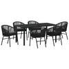 vidaXL Garden Dining Set 7 pcs Black Powder-Coated Steel