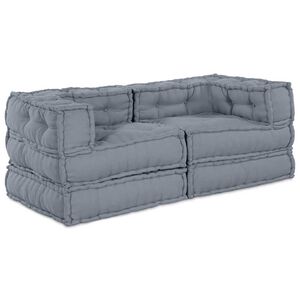 vidaXL Modular Sofa Unit 2 pcs Fabric Grey 140 x 70 x 56 cm