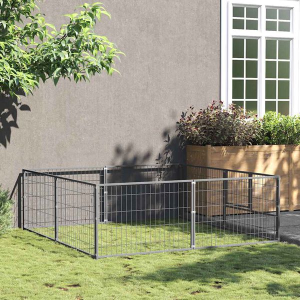 vidaXL Dog Kennel Silver 4 m&sup2; Steel