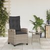 vidaXL Reclining Garden Chair with Cushions Grey Poly Rattan