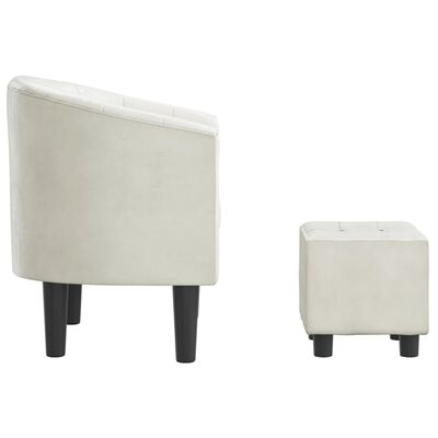 vidaXL Tub Chair with Footstool White Faux Leather