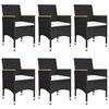 vidaXL 7 Piece Garden Dining Set Black