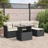 vidaXL 6 Piece Garden Sofa Set with Cushions Black Poly Rattan
