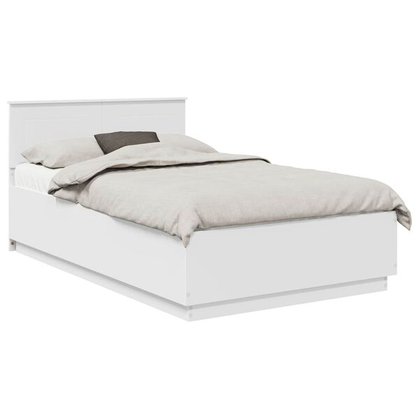 vidaXL Bed Frame with Headboard White 135 x 190 cm Engineered Wood