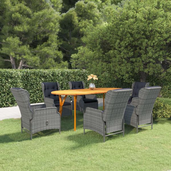 vidaXL 7 Piece Garden Dining Set Light Grey