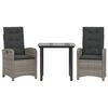 vidaXL 3 Piece Garden Dining Set with Cushions Grey Poly Rattan