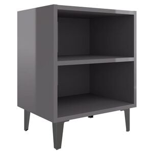 vidaXL Bed Cabinet | High gloss grey | Engineered wood, metal | Bed Cabinet