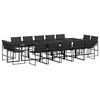 vidaXL 15 Piece Garden Dining Set with Cushions Black Textilene