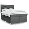 vidaXL Box Spring Bed with Mattress Dark Grey Queen Fabric