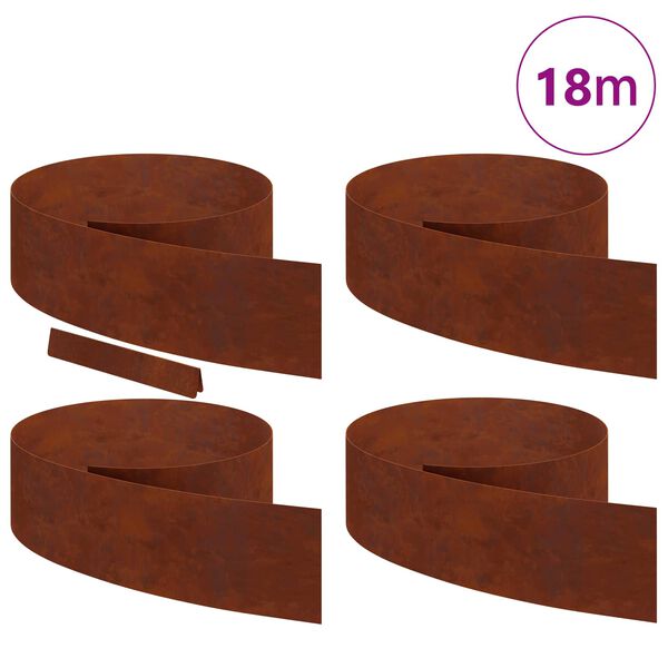 vidaXL Lawn Edging 4 pcs Rusty 450 x 0.05 x 20 cm Weathering Steel