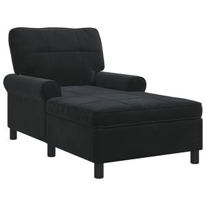 vidaXL Chaise Lounge with Cushion Black 91 x 157 x 91 cm Velvet