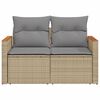 vidaXL Garden Sofa with Cushions 2-Seater Beige Poly Rattan