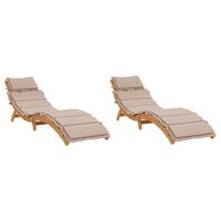 vidaXL Sun Loungers with Cushions 2 pcs Taupe Solid Wood Acacia