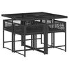 vidaXL 5 Piece Garden Dining Set with Cushions Black Poly Rattan