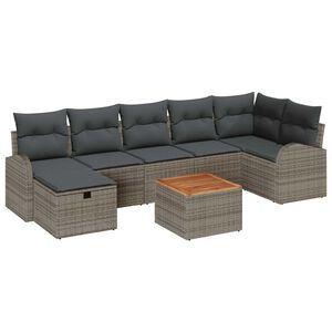 vidaXL Garden Sofa Set with Cushion 8 pcs Grey Poly rattan