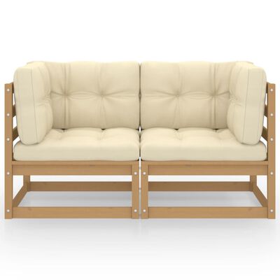 vidaXL 2-Seater Garden Sofa with Cushions Solid Wood Pine