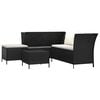 vidaXL 4 Piece Garden Lounge Set with Cushions Black Poly Rattan