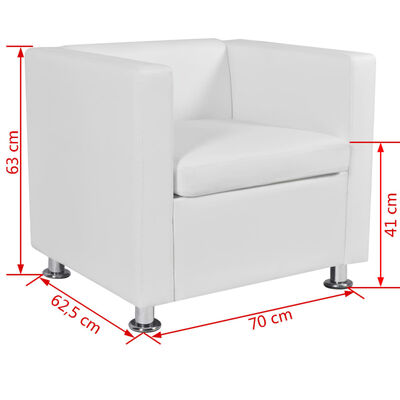 vidaXL Sofa Set Artificial Leather 3-Seater 2-Seater Armchair White