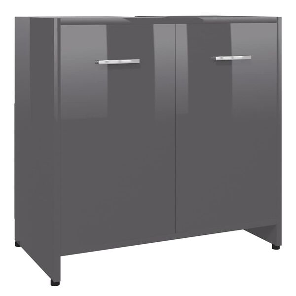 vidaXL Bathroom Cabinet High Gloss Grey 60x33x61 cm Engineered Wood