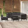 vidaXL 6 Piece Garden Lounge Set with Cushions Black Pinewood