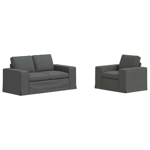 vidaXL Sofa Set 2 pcs Dark Grey 162 x 80 x 82 cm Fabric