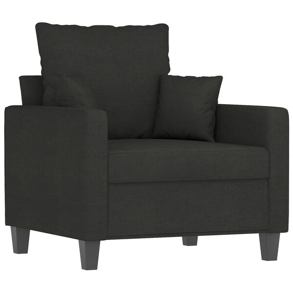 vidaXL Sofa Chair with Footstool Black 60 cm Fabric