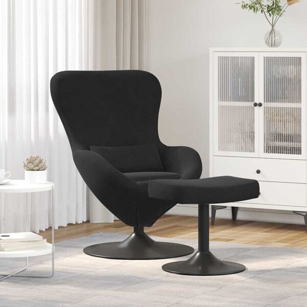 vidaXL Egg Chair with Footstool Black Velvet