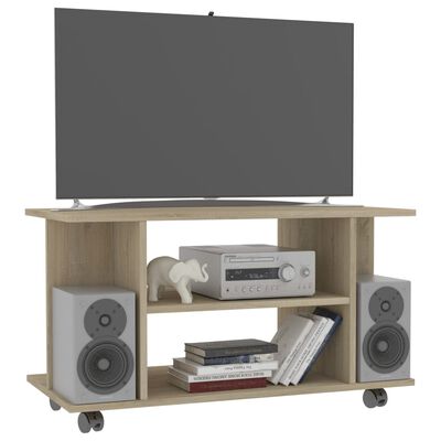 vidaXL TV Cabinet with Castors Sonoma Oak 80x40x45 cm Engineered Wood
