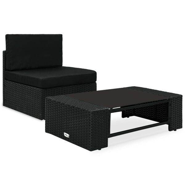 vidaXL 2 Piece Garden Lounge Set Poly Rattan Black